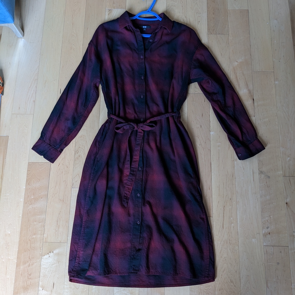 Uniqlo Plaid Shirt Dress With Pockets